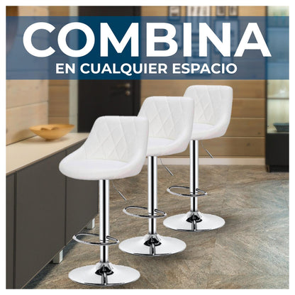 Pack 6 Sillas Taburete Piso Bar Giratoria Altura Regulable Con Respaldo