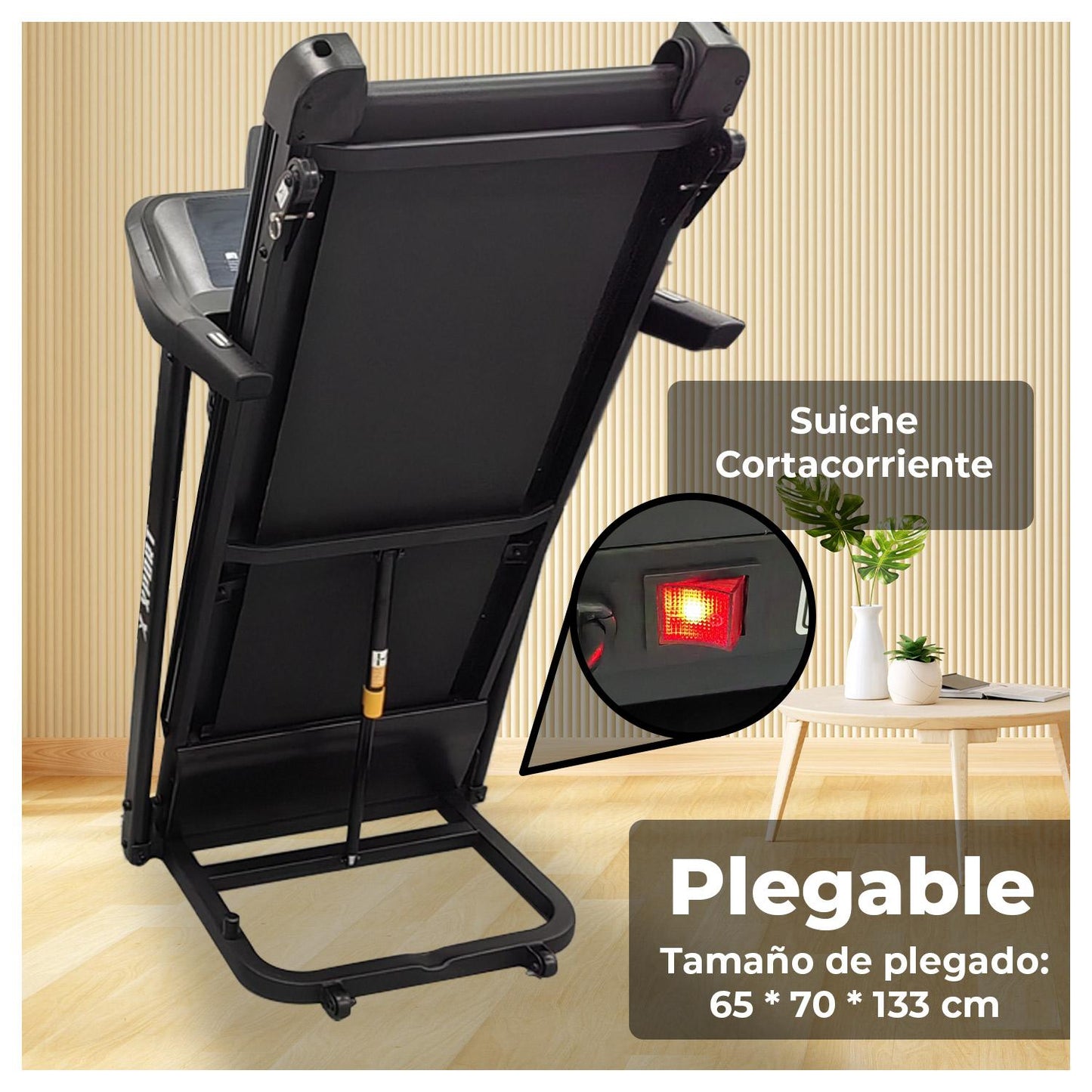 Trotadora Caminadora Eléctrica Ejercicios Cardio Plegable Negra Con Pantalla