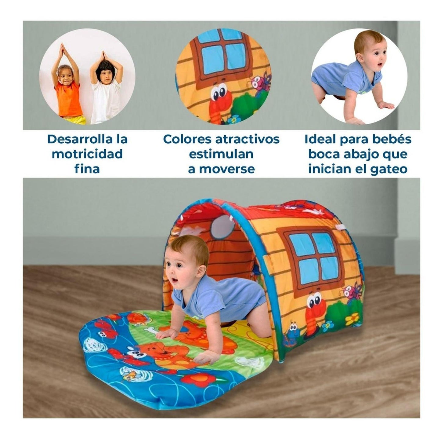 Túnel Bebe Alfombra Para Gateo Y Juegos