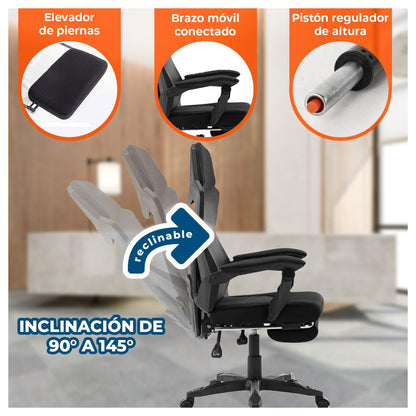 Silla de Escritorio con función de inclinación y reposapiés