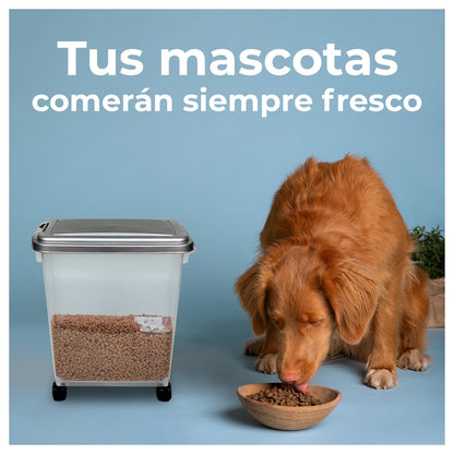 Contenedor Hermético para Comida de Mascotas con Ruedas 15 kg