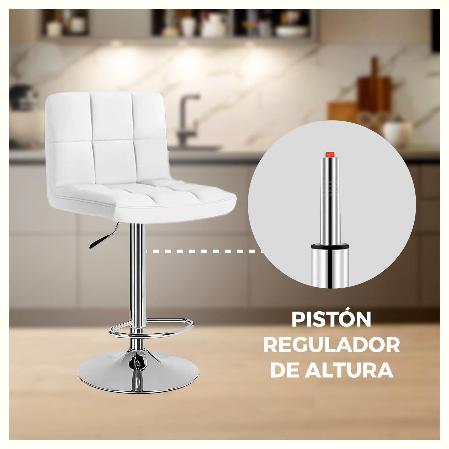 Pack 6 Silla Piso Bar Taburete Con Respaldo