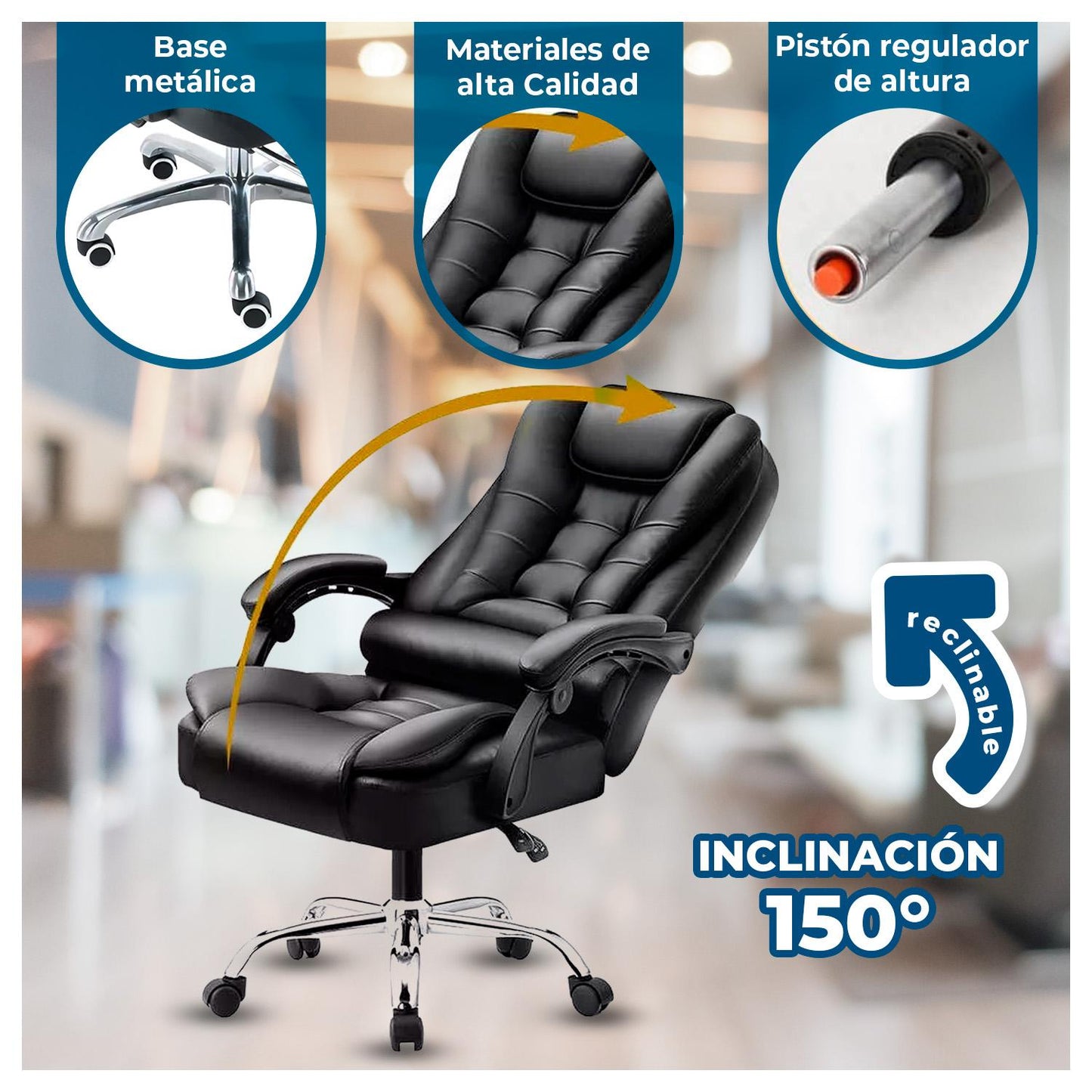 Silla de Oficina Escritorio Ejecutiva con Diseño y Confort Premium