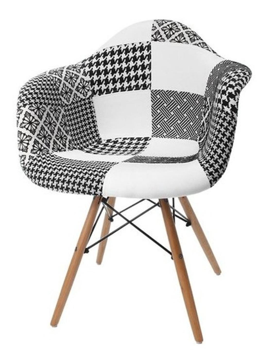 Silla De Diseño Eames Patchwork Color Blanco Y Negro