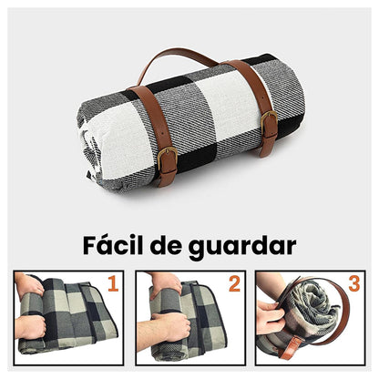 Manta Térmica para Picnic cuadros Negros con Blanco Negro