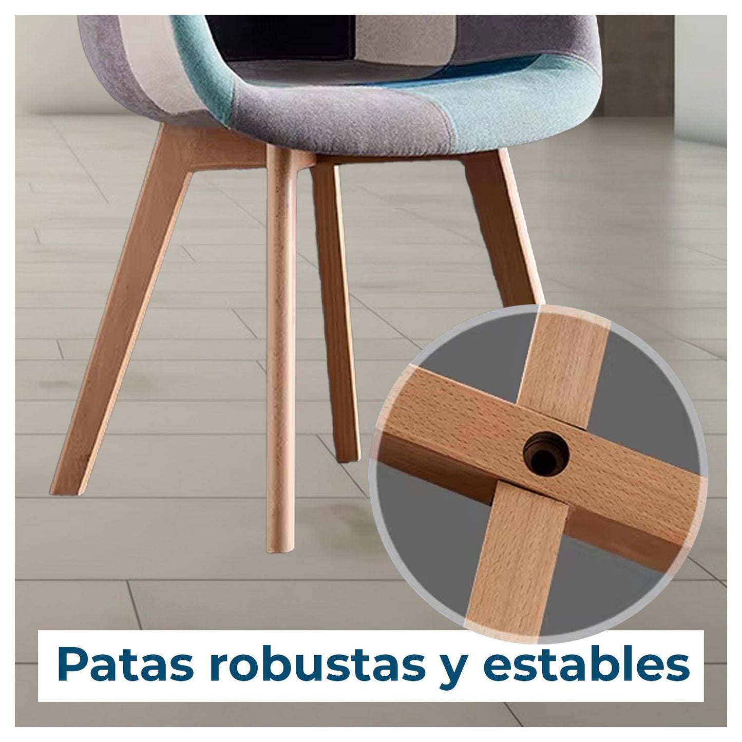 Silla De Diseño Eames Patchwork Color Azul