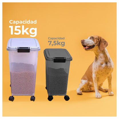 Contenedor Hermético para Comida de Mascotas con Ruedas 15 kg