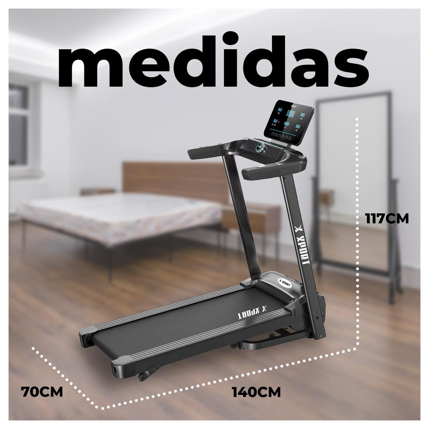 Trotadora Caminadora Eléctrica Ejercicios Cardio Plegable Negra Con Pantalla