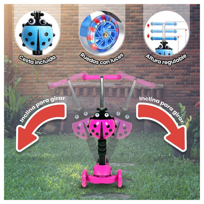 Scooter Monopatín 3 en 1 y Ruedas con Luces Led