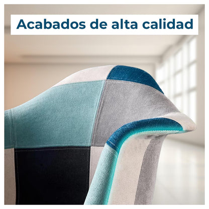 Pack 2 Sillas De Diseño Eames Patchwork Color Azul