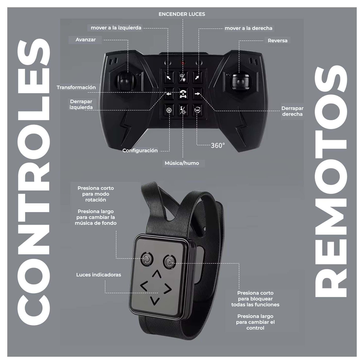 Auto Control Remoto, Gestos 4WD y Giros 360°