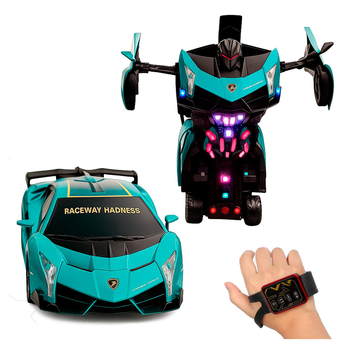 Auto Robot Transformable con Luces LED Juguete Interactivo para Niños