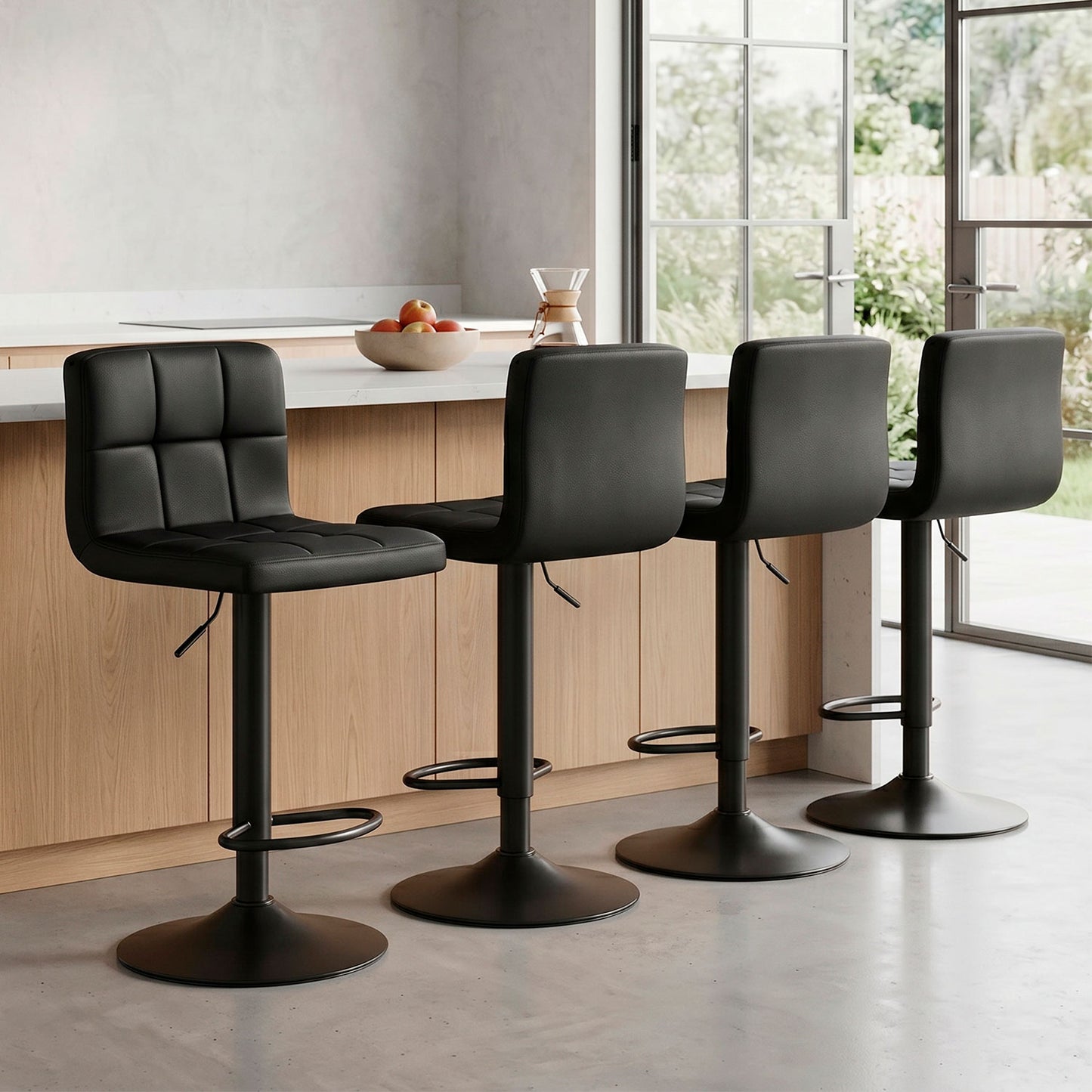 Pack 4 Silla de Bar con Base Mate y Altura Regulable Diseño Moderno