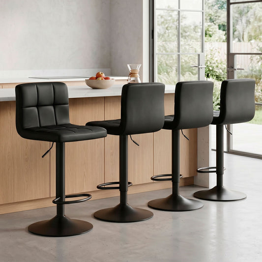 Pack 4 Silla de Bar con Base Mate y Altura Regulable Diseño Moderno