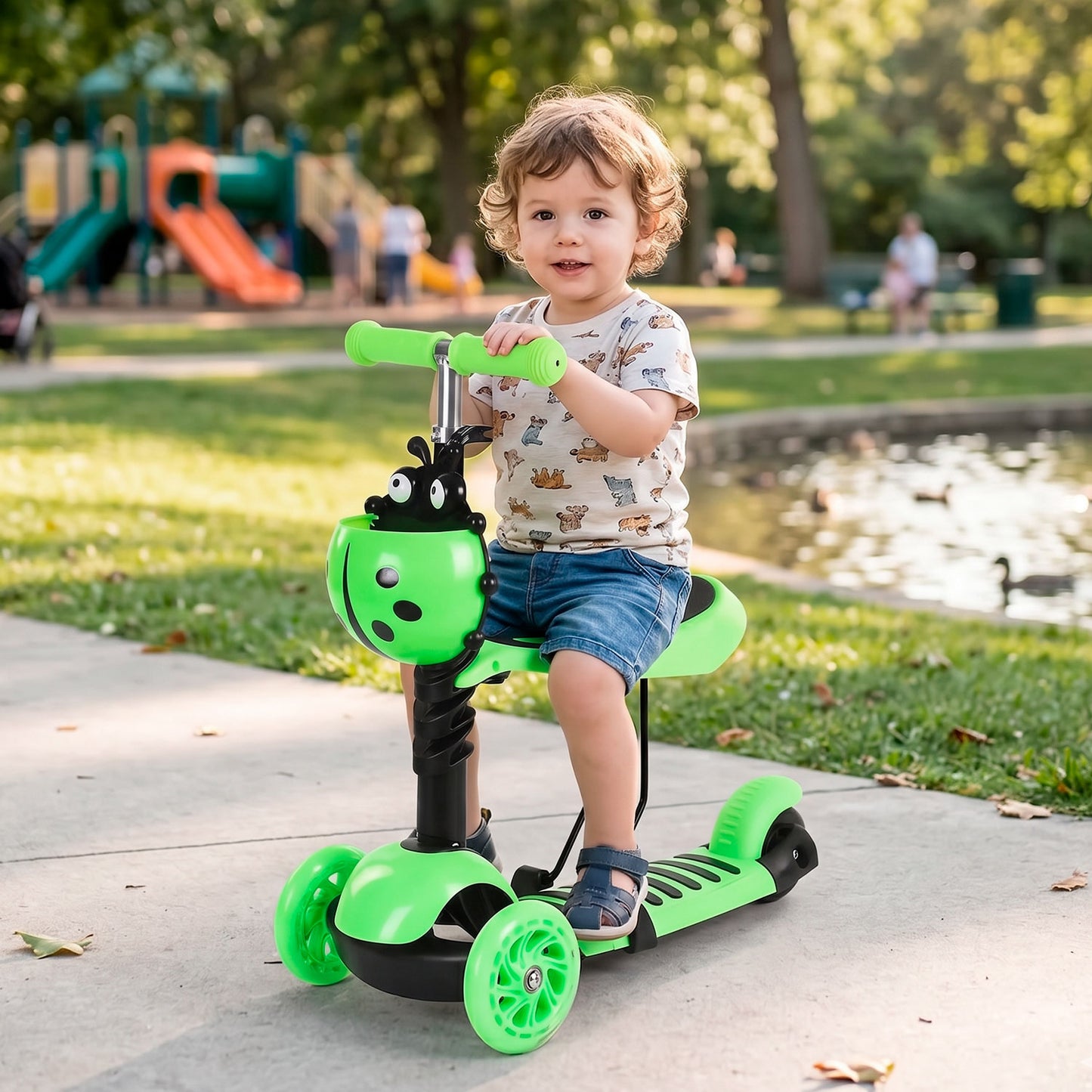 Scooter Monopatín 3 en 1 y Ruedas con Luces Led