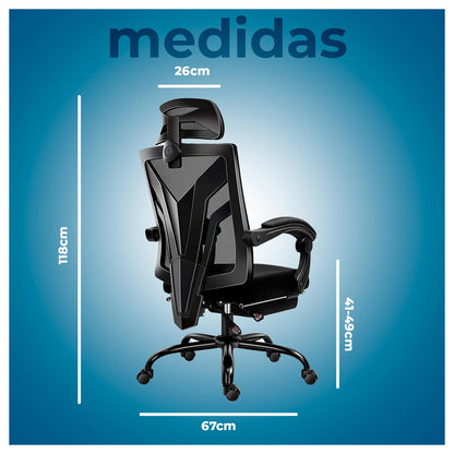 Silla de oficina Ergonómica reclinable con respaldo alto