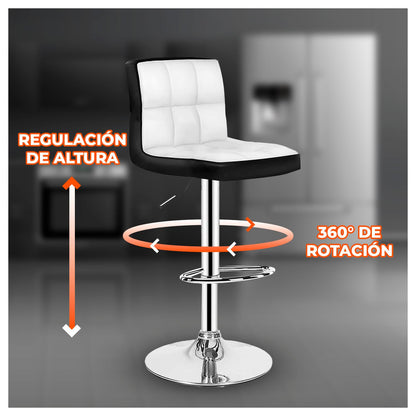 Pack 4 Silla Piso Bar Taburete Con Respaldo Blanco y negro