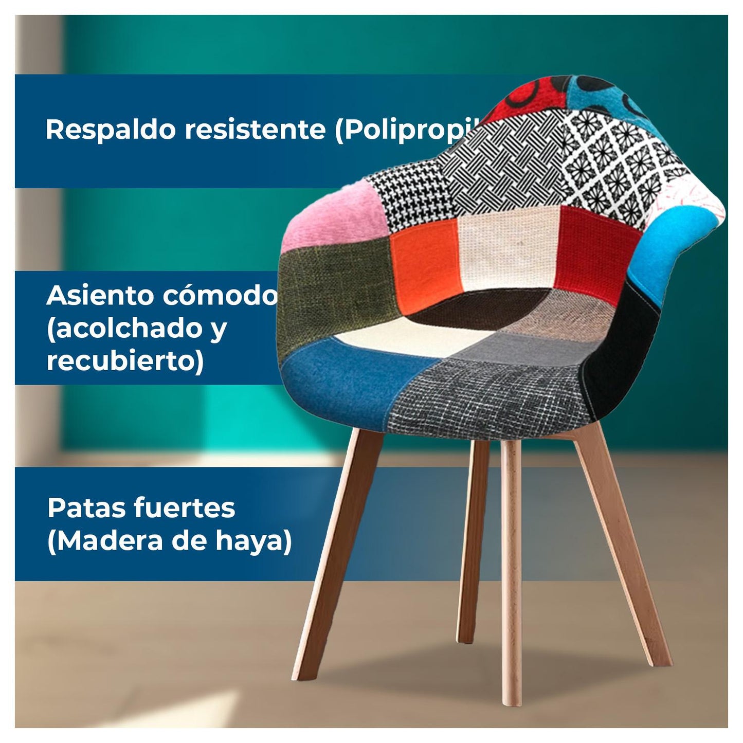 Silla De Diseño Eames Patchwork Color Variado