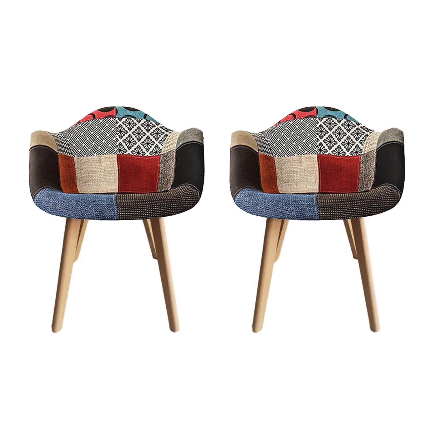 Pack 2 Sillas Eames Patchwork de Comedor, Modernas, Cómodas