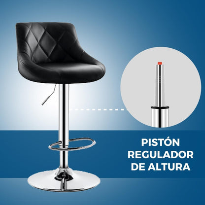 Pack 2 Sillas Taburete Piso Bar Giratoria Altura Regulable Con Respaldo