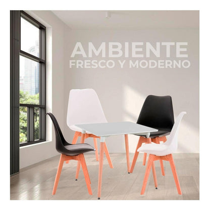 Mesa Comedor Eames Cuadrada Blanca 80x80