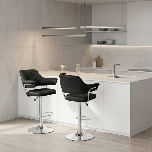 Pack 2 Silla Piso Bar con Respaldo y Posa Brazos